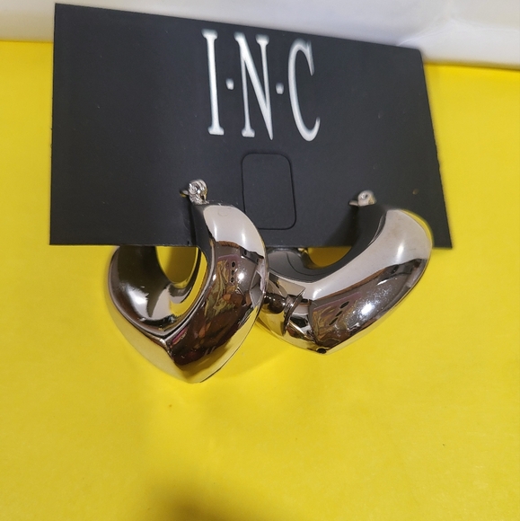90s Silver Tone Hoop Earrings - Picture 1 of 3